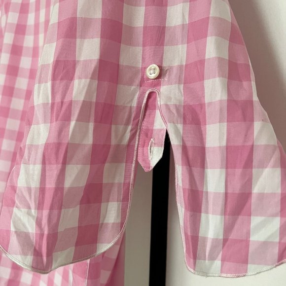 Banana Republic Pink Checked Tie Sleeve Shirt/Blouse - Picture 5 of 8
